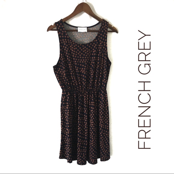 French Grey Dresses & Skirts - French Grey Polka Dot Sleeveless Dress Size M